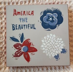 Patriotic America the Beautiful Wooden Sign Red White Blue